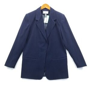 Vintage Mary McFadden Jacket Women‎ 8 Blue Velvet Collection 80's Boxy Long New